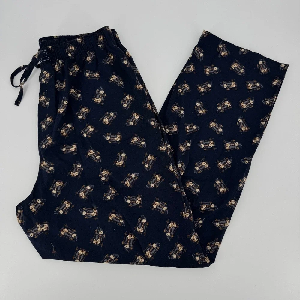Polo Ralph Lauren Ski Bear Pajama Pants Men's M Navy Cotton‎ Sleep Lounge